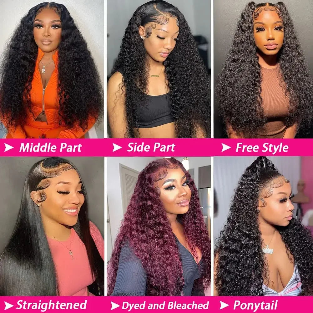40 46 Inch 13x4 13x6 Full Frontal HD Transparent Lace Long Deep Wave Brazilian Remy Human Hair Pre plucked Wigs 200 Density