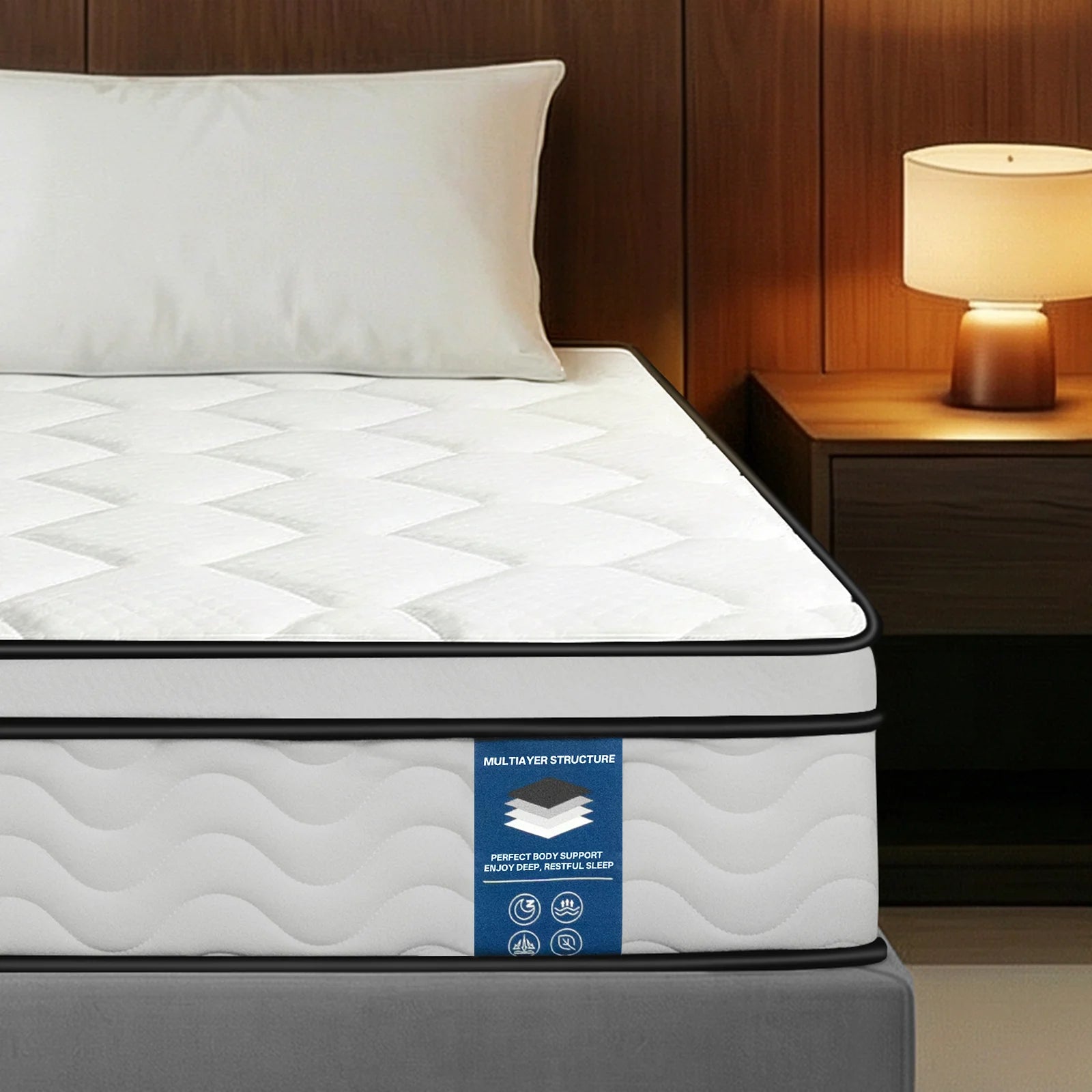 CD02 90/140/160/180x200cm Spring Mattress Pocket spring core mattress 25cm H3 - 7 zones with diatom foam & orthopedic support