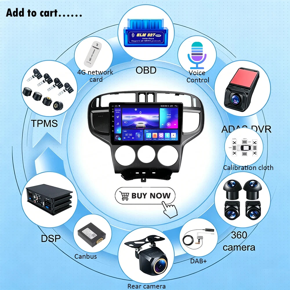 Android 16 For Hyundai Matrix 2001-2010 Car Radio Stereo Head Unit Multimedia Video Player GPS Navigation 2K QLED 9 Inch 5G RDS