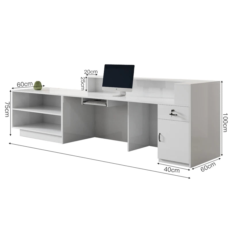 Customized Premium Desk Table Glamour Luxury Simple Elegant Reception Desk Modern Design Recepcion Mostrador Office Furniture