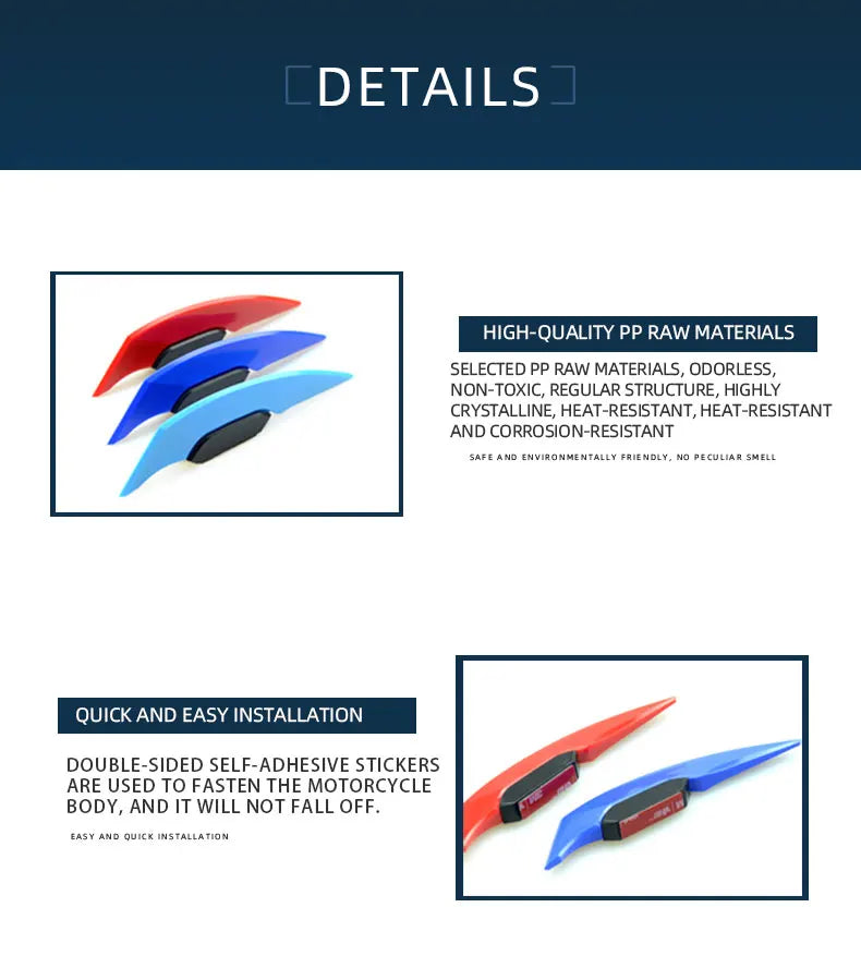 1 Pair Universal Motorcycle Decorative Winglet Aerodynamic Spoiler Dynamic Wing Car Exterior Styling Modified Accessories