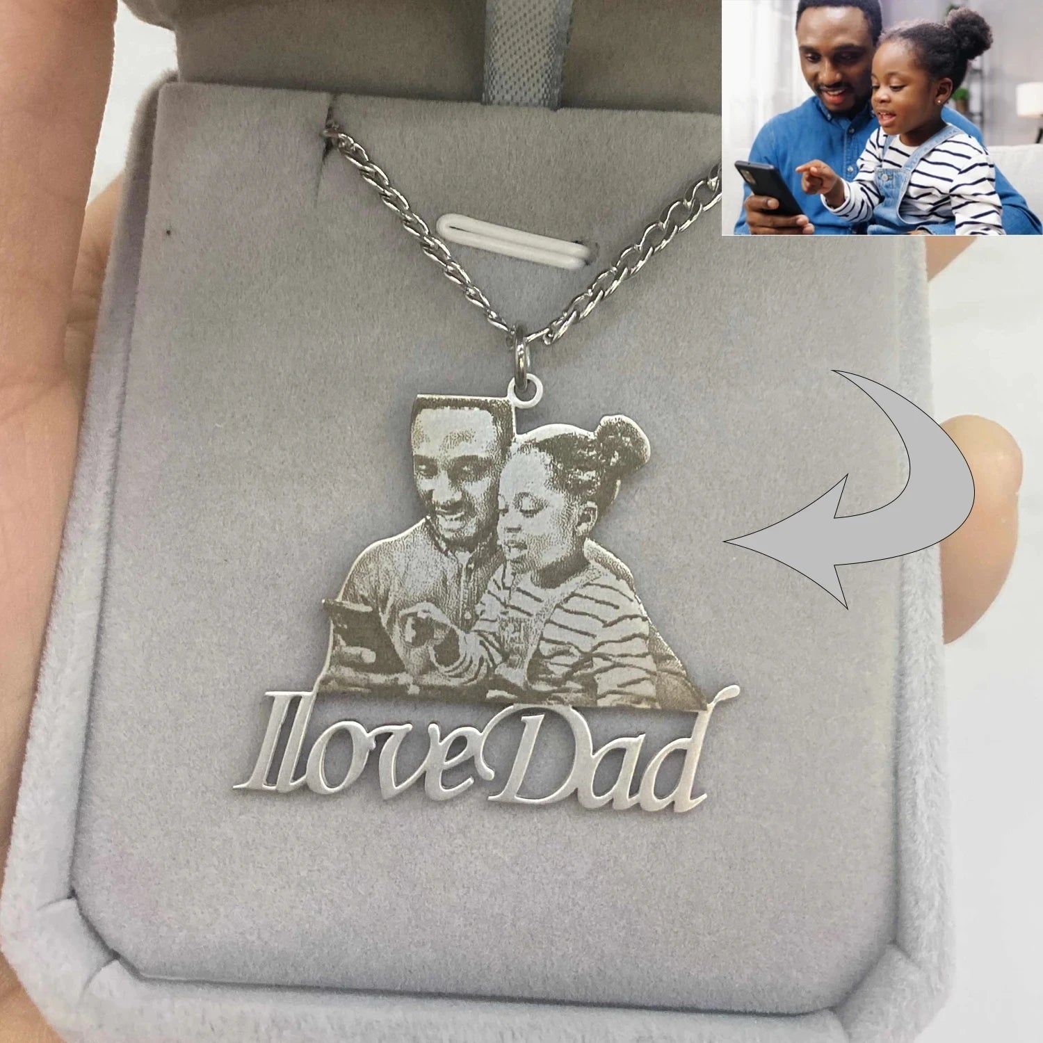 Custom Photo Engraved Necklace Personalized Mother's Day Gift Custom Portrait Pendant Memorial Family Jewelry Gifts for Woman
