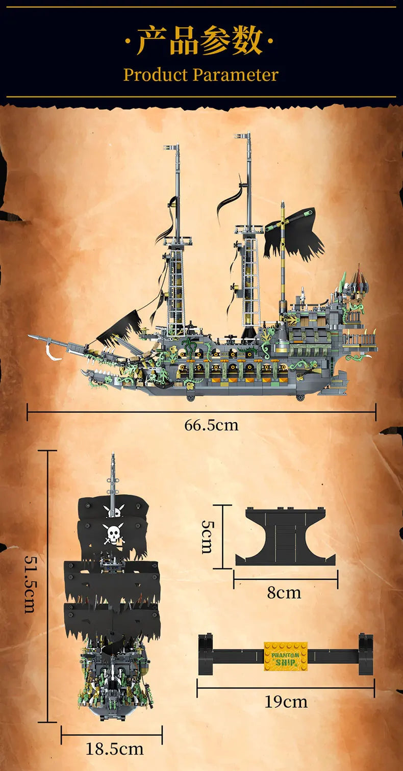 2434pcs Pirate Ship Building Blocks, Flying Dutchman Bricks Set, Educational STEM Toys for Boys, Creative Gift for Kids