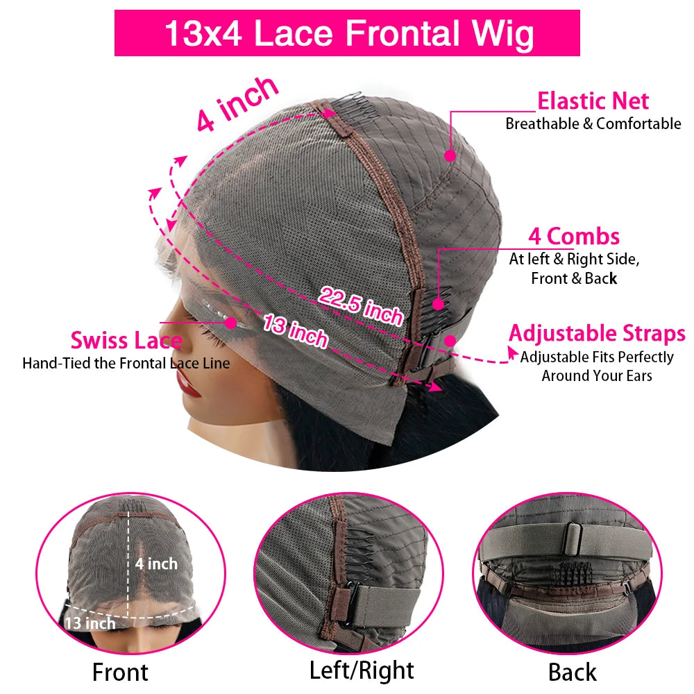 40 46 Inch 13x4 13x6 Full Frontal HD Transparent Lace Long Deep Wave Brazilian Remy Human Hair Pre plucked Wigs 200 Density