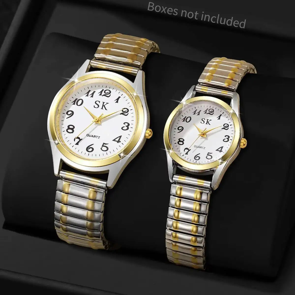 2PCS/Set Fashion Couple Watches Luxury Elastic Strap Women Watches Men Quartz Wristwatches (Without Box）