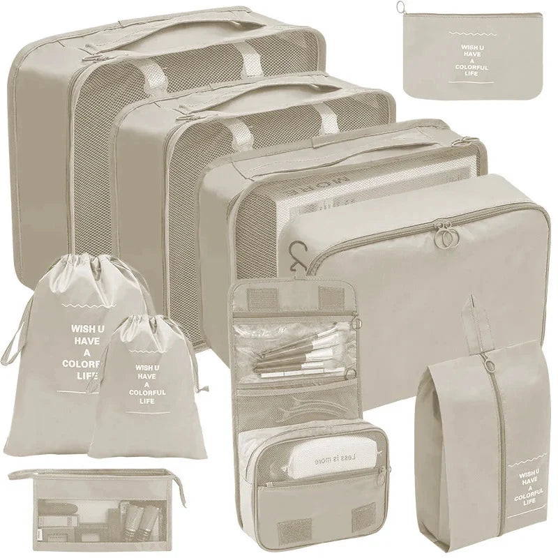 7/10 Pcs Set Travel Organizer Storage Bags Suitcase Packing Cubes Cases Portable Wardrobe Luggage Clothes Shoe Pouch Fold