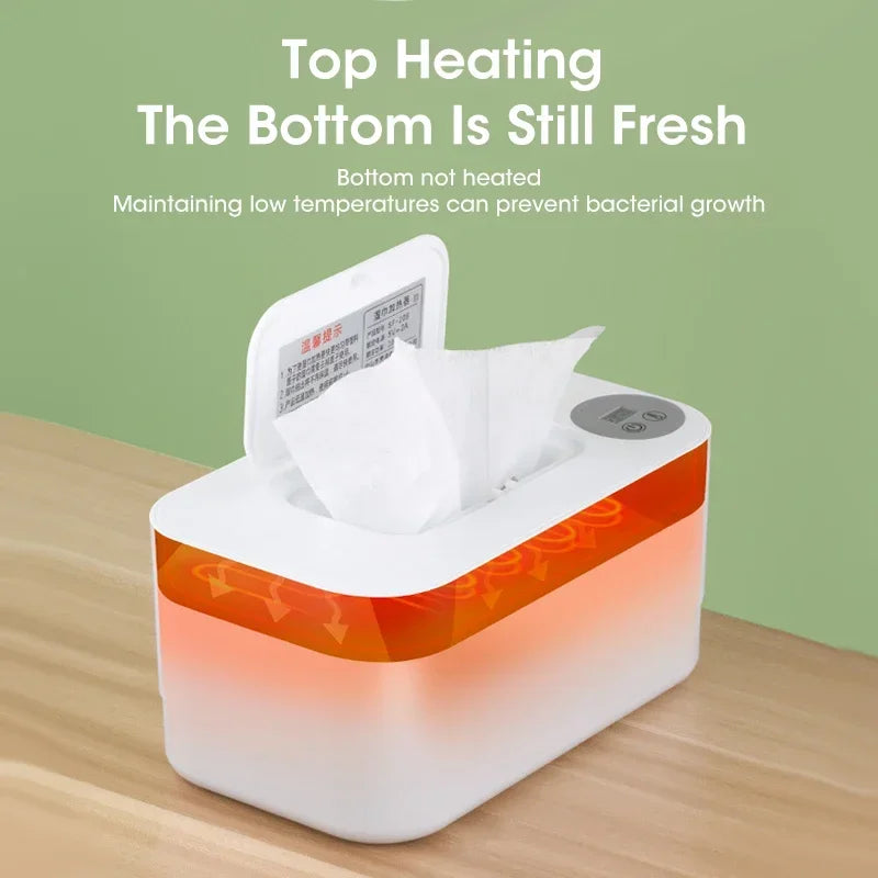 Baby Wet Wipe Heater Warmer with LED Display Wet Towel Dispenser Portable USB Baby Wipe Warmer Napkin Heating Box Home/Car