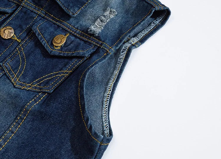 2025 Men's Fashion Jeans Sleeveless Jacket Vest Male Black Blue Denim Jeans Vest  Man Cowboy Outdoors Waistcoat Mens Jacket Vest