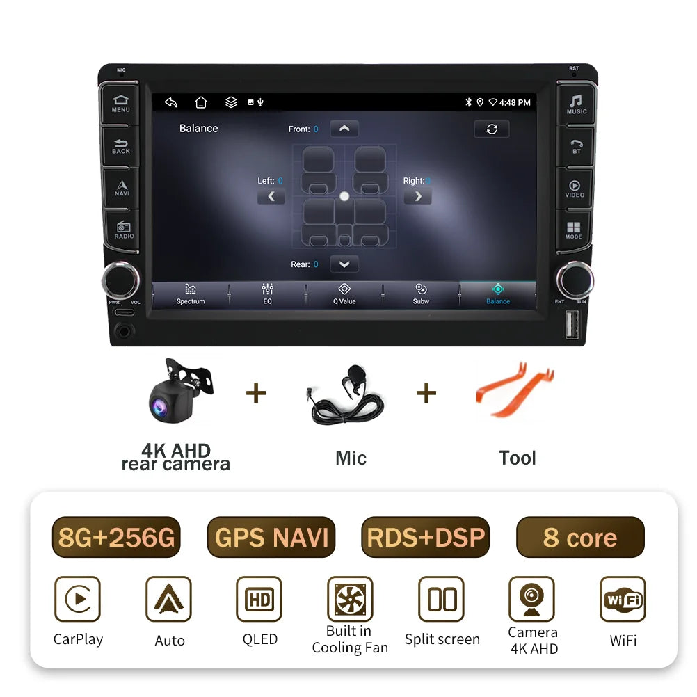 Android 16  For Kia RlO 2 2005 - 2011 2 Din Video Player Car Radio Multimedia Stereo Navigation Carplay AUTO Head Unit Audio  GP
