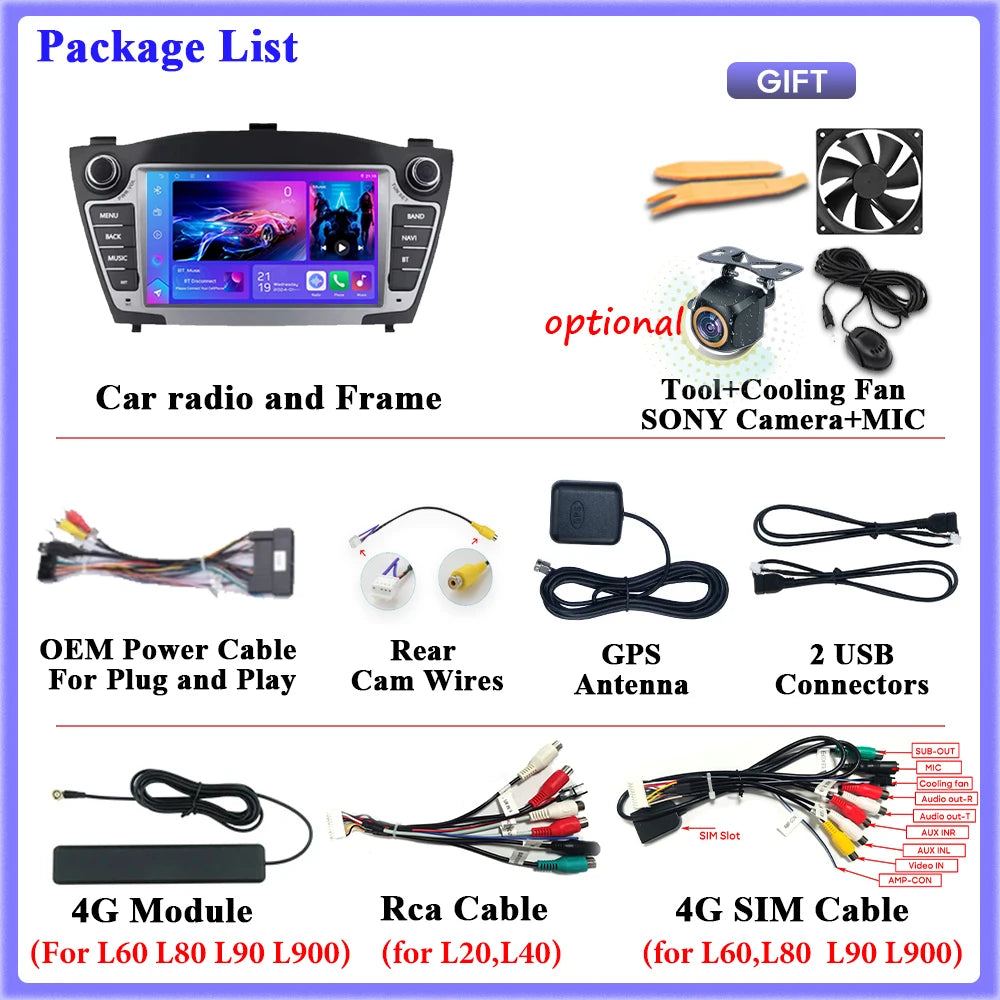 Auto Radio Android 15 Car For Hyundai Tucson 2 LM IX35 2009-2015 Multimedia Dash Cam Player Screen Navigation Head Unit No DVD