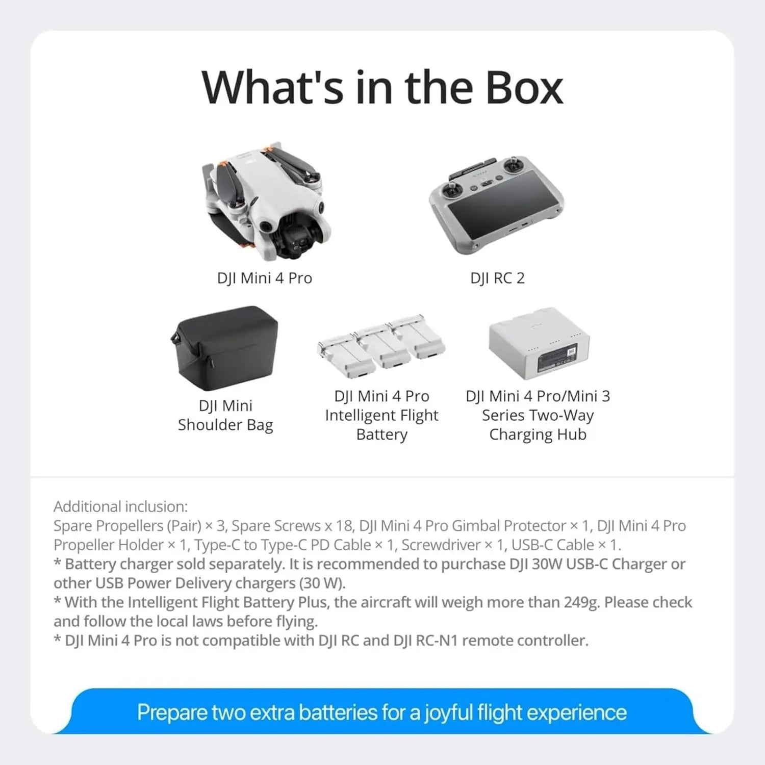 DJI Drones Mini 4 Pro (DJI RC-N2), Drones with Camera for Adults 4K, Under 0.549 Lbs/249 g, 34 Mins Flight Time, 20km Max Video Transmission Distance, Omnidirectional Vision Sensing, Mini Drone for Beginners