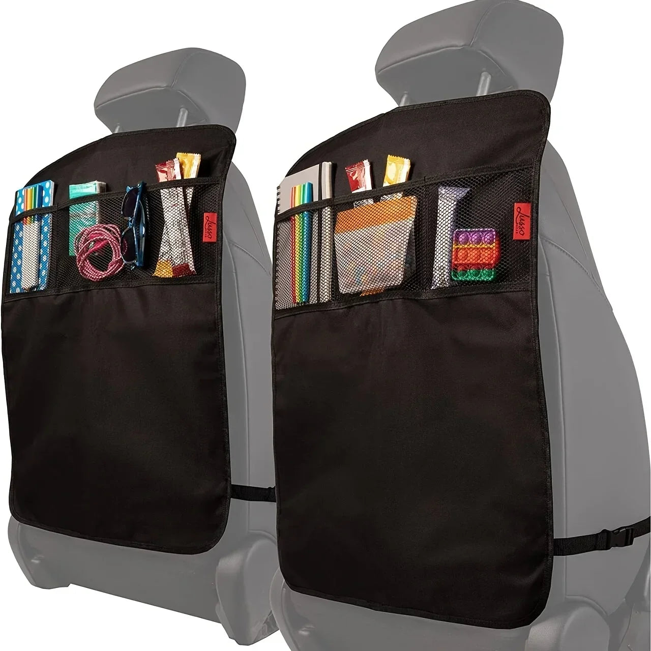 Waterproof Kick Mats Backseat Protector, Car Seat Back Protectors Black Seat Cover for Kids with 3 Pocket Storage Organizer,