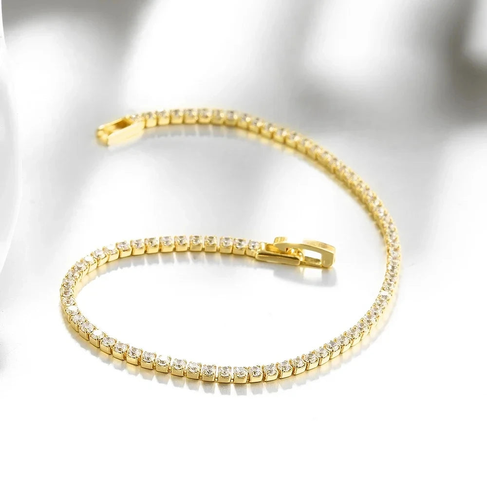 925 Sterling Silver Bracelet 16CM To 19CM Tennis Bracelet 2.5MM Zirconia Anniversary Gift