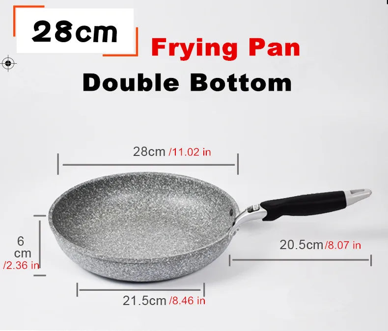 28cm Durable Non-Stick Wok Frying Pan Ceramic Pot Home Steak Skillet Pancake Fried Induction Cooker Gas Stove Special Saucepan