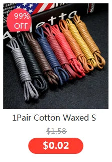 1Pair Cotton Waxed Shoelaces Round Oxford Shoe laces Boots Laces Waterproof Leather Shoelace Length 60/80/100/120/140/180cm