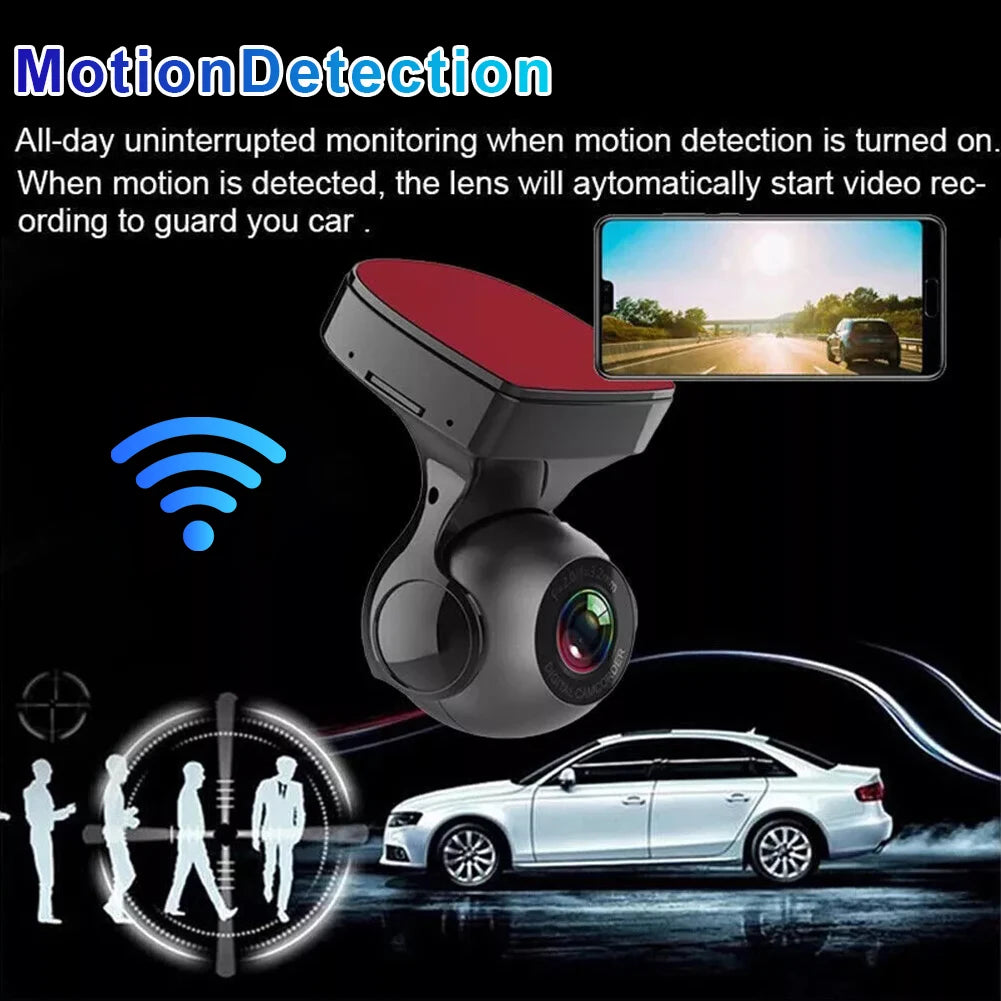 Car Dash Camera 1080P HD Driving Video Recorder 170 Degree Built-in WiFi DVR w/Night Vision Motion Detection G-Sensor Car Camera