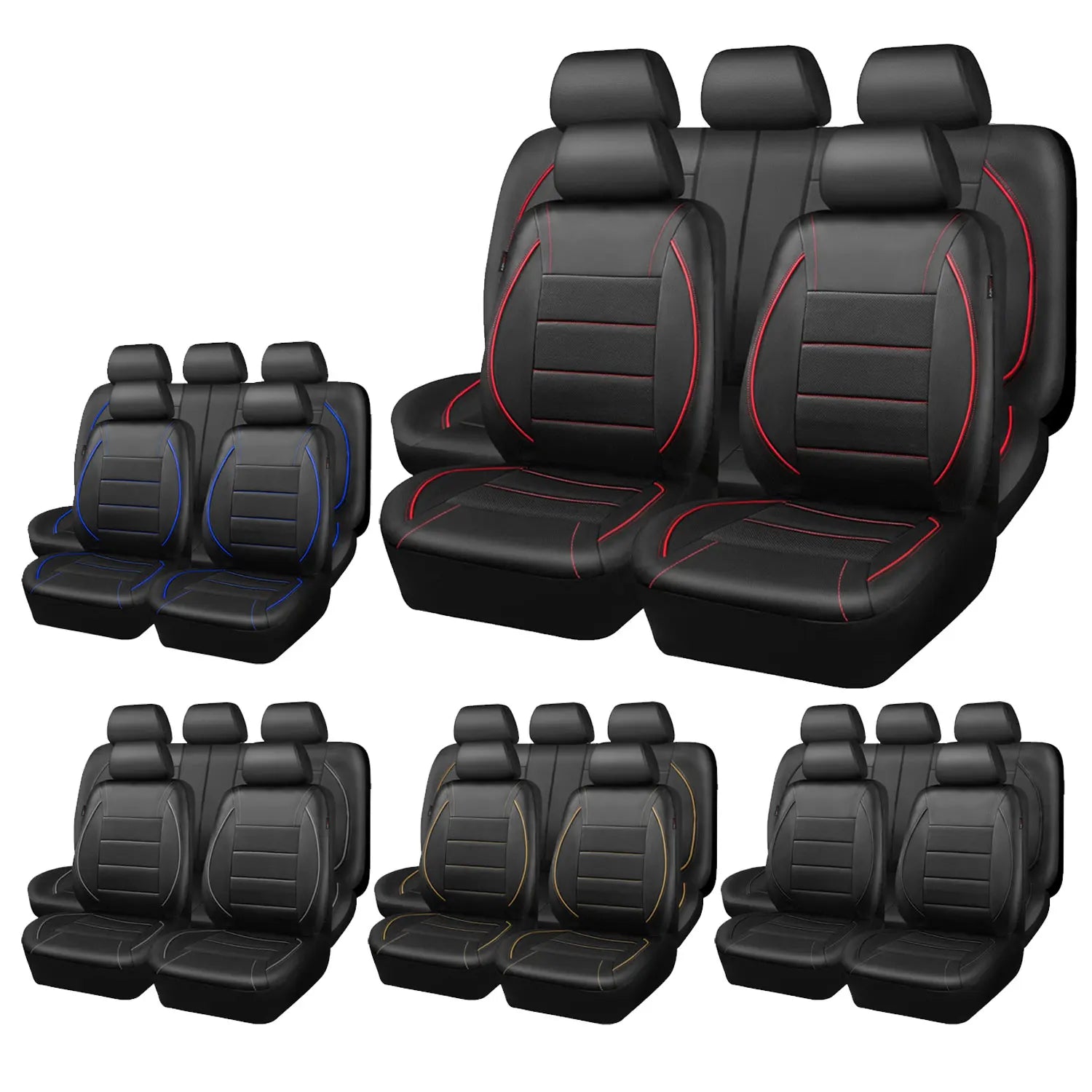 Universal Leather Car Seat Covers Simple Style Breathable  5 Seat Car Seat Cover