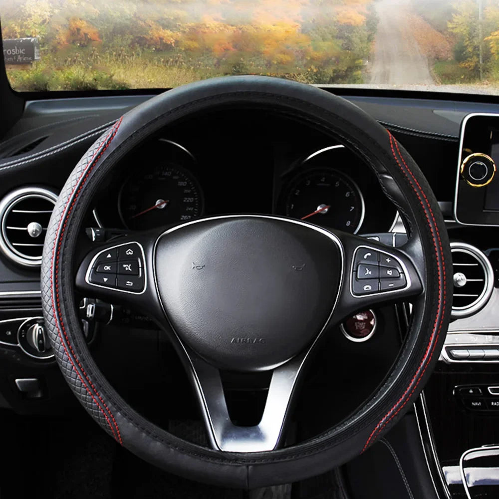 Universal Car Steering Wheel Cover Skidproof Auto Steering- Wheel Cover Anti-Slip Embossing Leather Car-styling Car Accessories