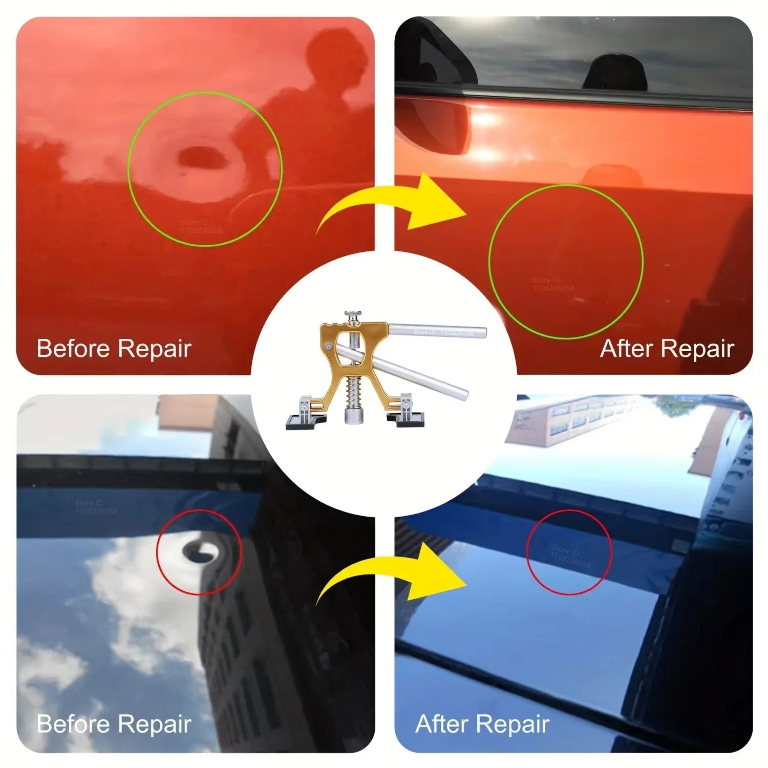 PWSAuto Body Dent Repair Kit Car Dent Puller With Golden Dent Puller For Auto Body Dent Removal Minor Dent And Deep Dent Removal