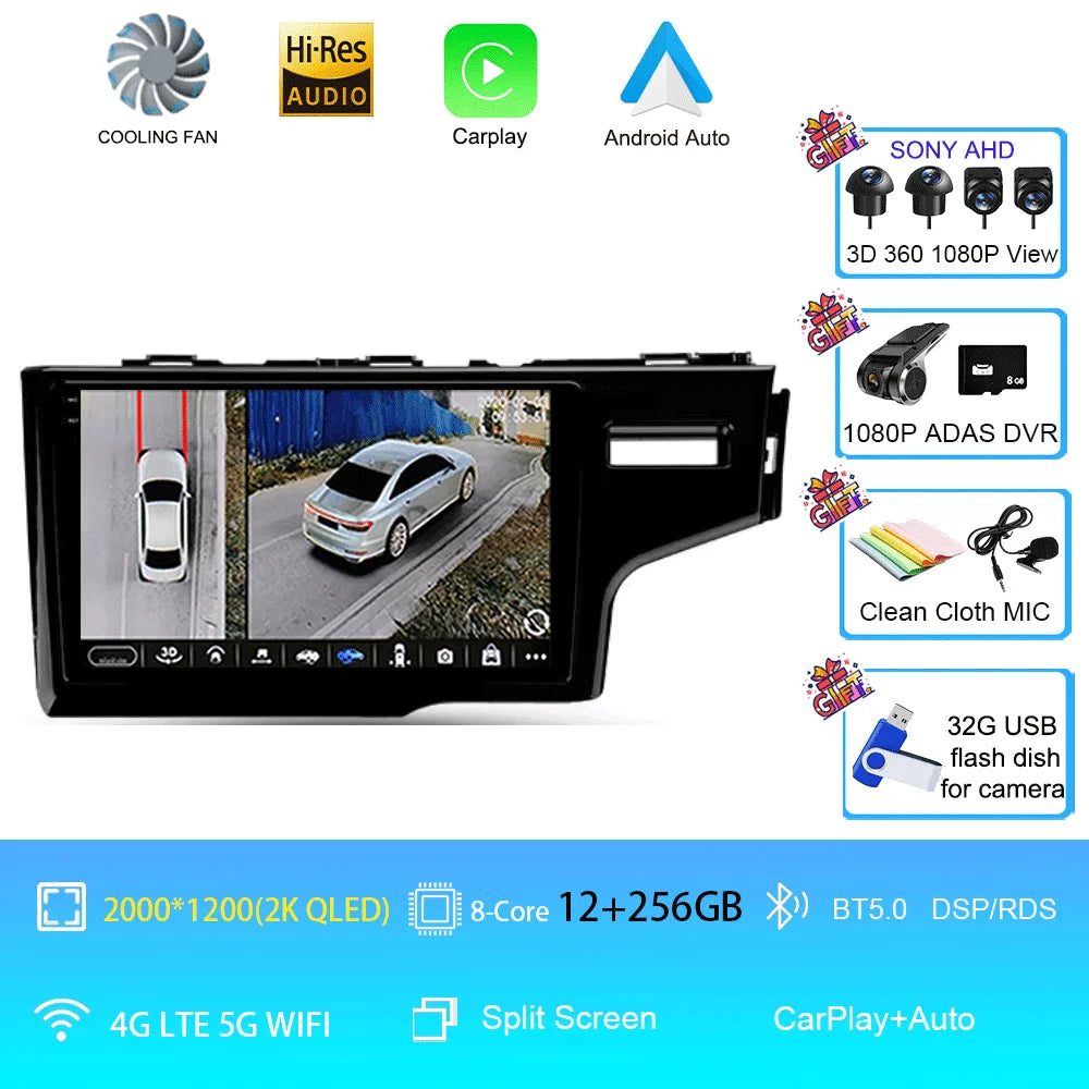 2K Screen Android 16 Carplay Multimedia Radio Player for HONDA FIT JAZZ 2014-2020 DSP 2din Autoradio Stereo Head Unit