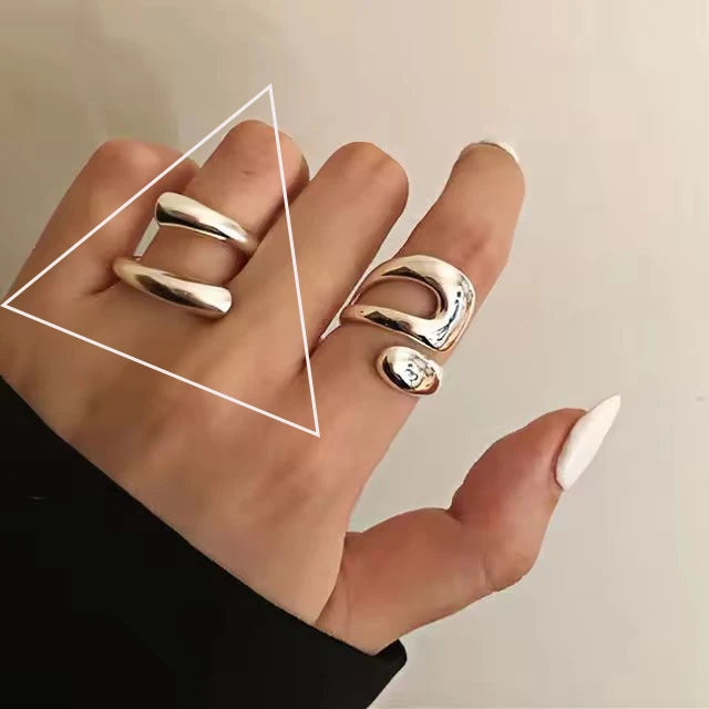 925 Sterling Silver Metal Flower Shell Geometric Rings For Women French Retro Romantic Open Thai