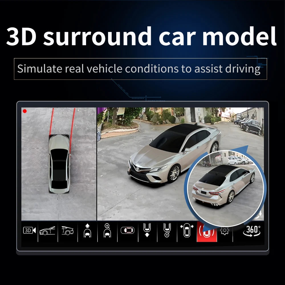 4 Way Dash Camera with Night Vision, 360°Surround View Parking Monitor, 1080P HD All Around View Driving Recorder ，Car DVR Syste