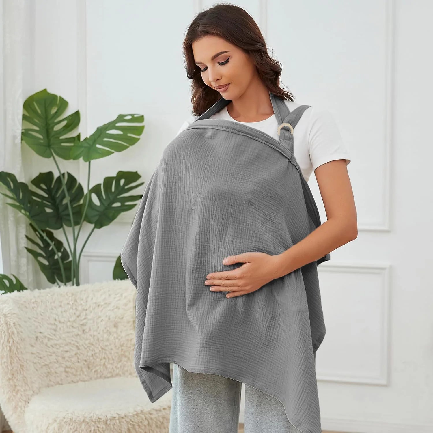 Double Layer Cotton Nursing Cover Breastfeeding Shawl Anti Embarrassment Baby Blanket & Stroller Cover