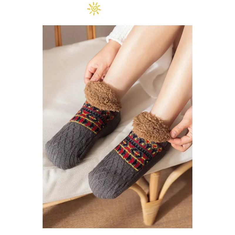 Super Warm Winter Non-slip Floor Socks Women Men Snow Socks Sleep Carpet Socks Slippers Socks Women Velvet Boot Unsiex Home Wear