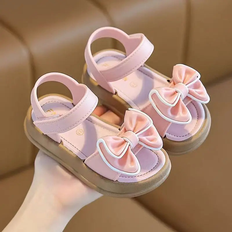 New Fashionable Girls Sandals Summer Bow Princess Sandals 3-14 Years Old Students Children Outside Wearing Versatile Sandals
