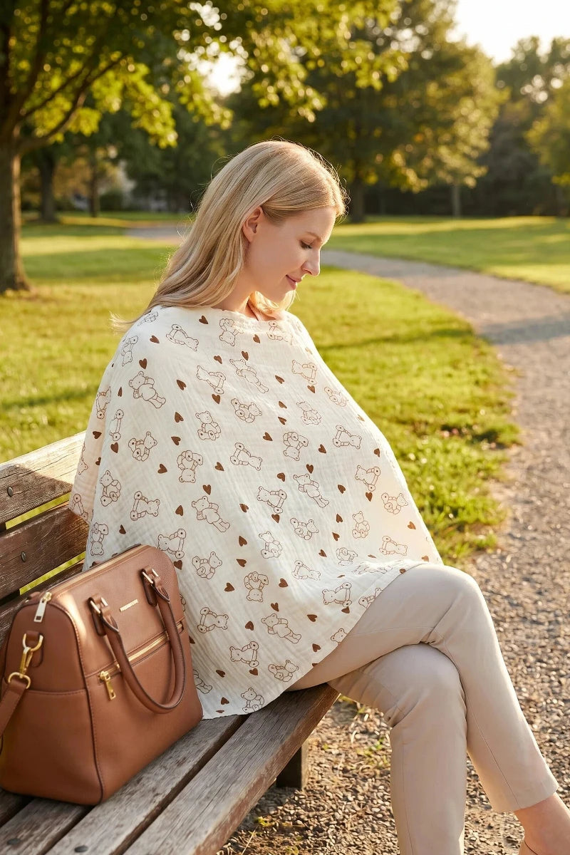 Double Layer Cotton Nursing Cover Breastfeeding Shawl Anti Embarrassment Baby Blanket & Stroller Cover