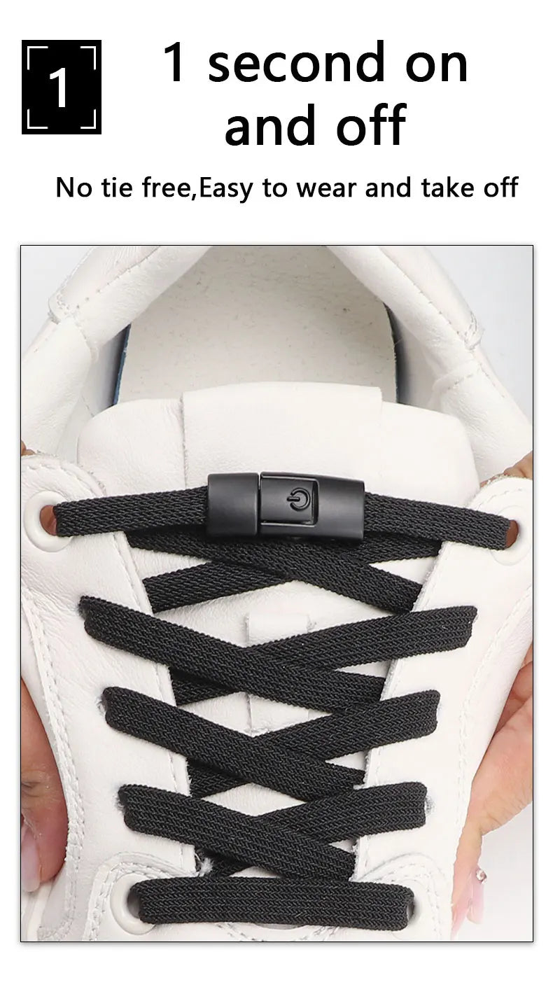 Press Lock Shoelaces Without ties Colorful Lock Elastic Laces Sneakers Kids Adult Flats No Tie Shoe laces for Shoes Accessories