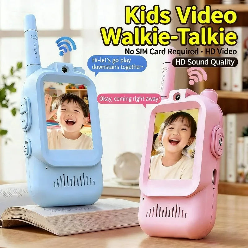 2PCS Kids Video Walkie Talkies USB Charging Indoor and Outdoor High Definition Intercom Children's Toys Birthday Gifts Ages 3-12