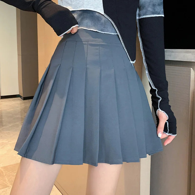 2025 High Waist Skirt Womem Solid Black Preppy Pleated Mini Skirt Summer Fashion Korean A-Line Short Skirt Girl Y2k Cute Skirt