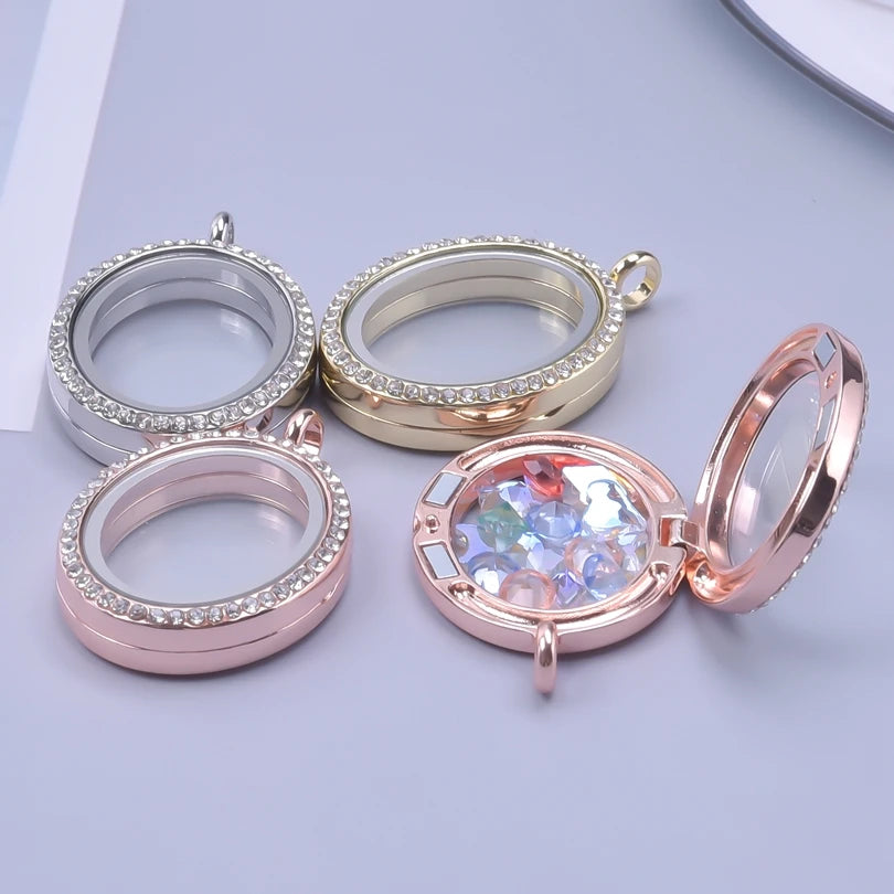 1Pc Punk Heart Round Memory Reliquary Photo Medaillon Pendant Glass Geometric Cremation Ashes Floating Locket кулон Jewelry