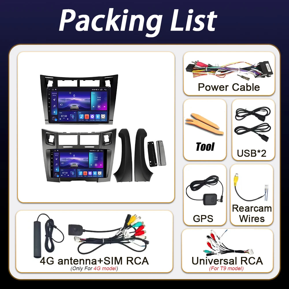 Car Radio Android 16 For Toyota Yaris 2 XP90 2005 - 2012 Auto Multimedia Stereo Dash Cam Screen GPS Head Unit Navigation DVD BT