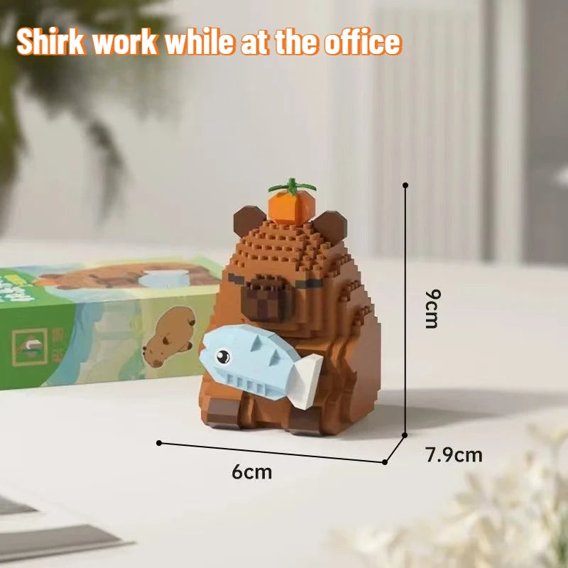 Lovely Cartoon Animals Capybara Micro Diamond Block Construction Model Building Bricks Educational STEM Toys For Kids Gift