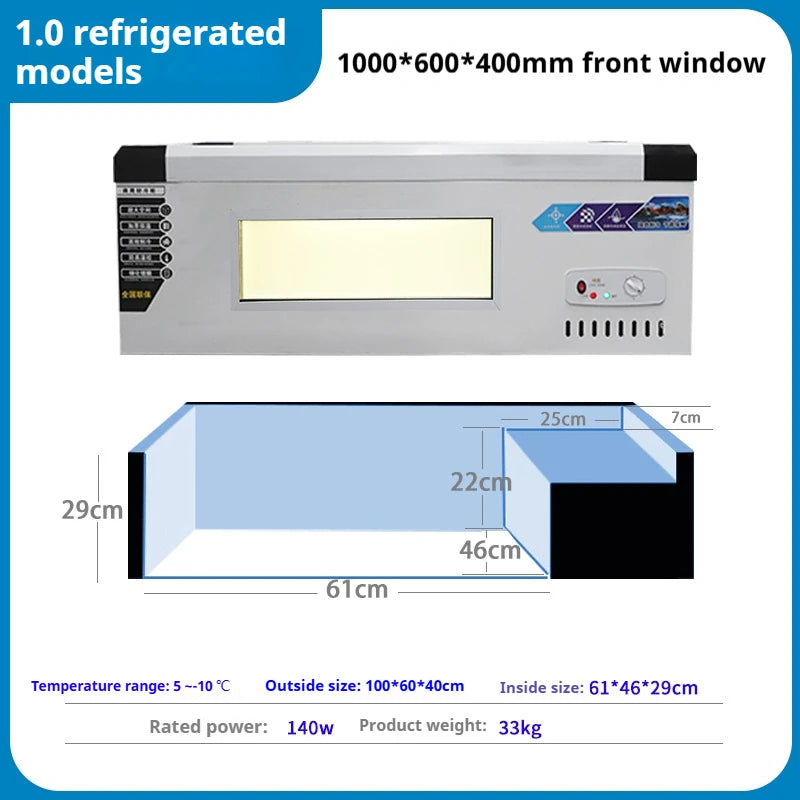 Commercial Refrigerator Freezer Countertop, 140W Portable Display Fridge for Food Stall with 3-Color Lights & Copper Tube Cool