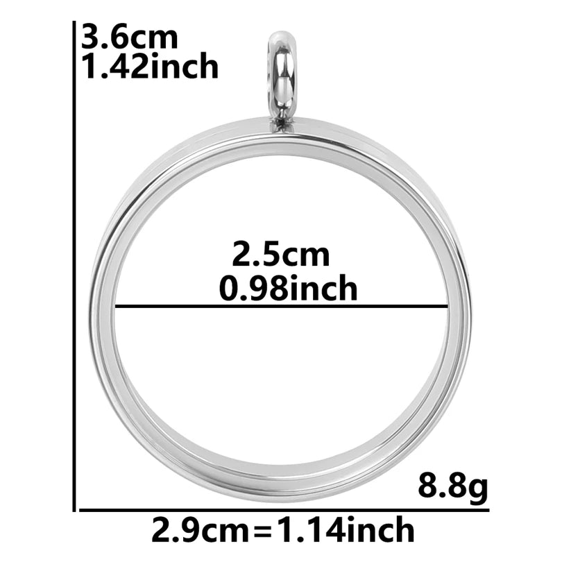 1Pc Stainless Steel Round Reliquary Photo Coin Holder Locket Pendant Openable Glass Cremation Urn Relicario Colgantes Jewelry
