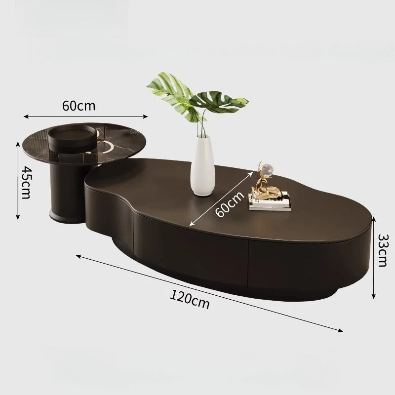 Special-shaped Coffee Tables Modern Luxury Service Sedentary Black Side Tables Storage Lounge Center Mid Century House Furniture