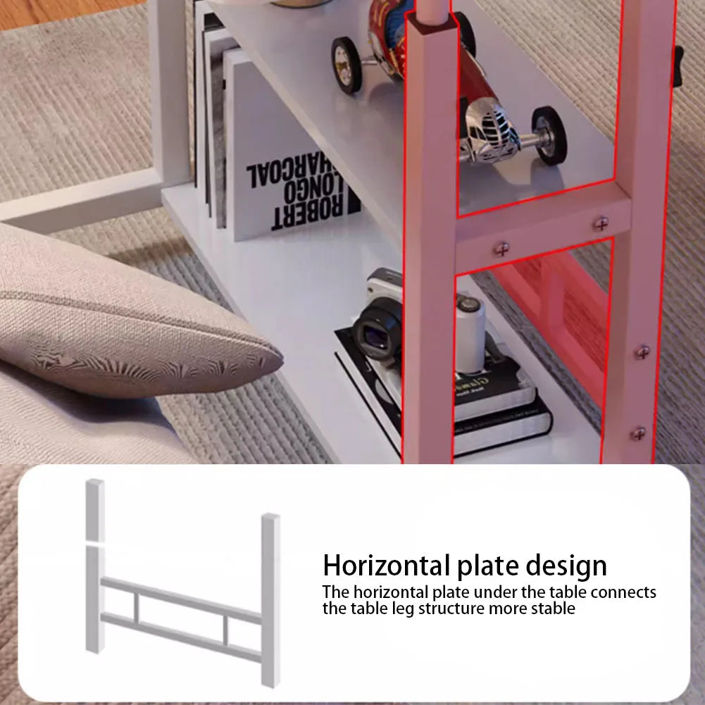 Bedroom Dormitory Movable Bedside Laptop Table Height Adjustable Bedside Table With Wheels Desk Tray Table