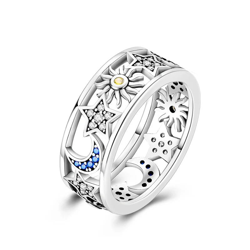 Rings For Women 925 Silver Size 6-9 Ocean Flower Sun Butterfly Heart Hollow Ring Fit For Engagement Weddings Fine Jewelry Gifts