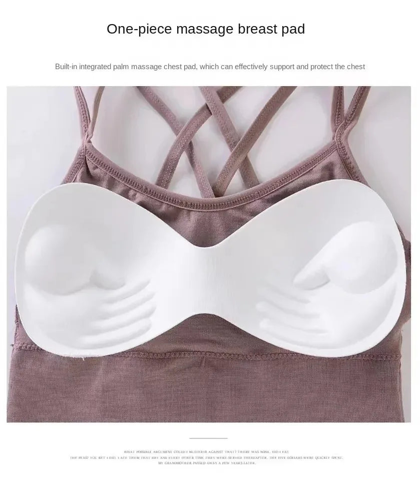 Sexy women Tops back cross strap tank top push up running sports bra breathable soft fitness beauty solid color yoga bra