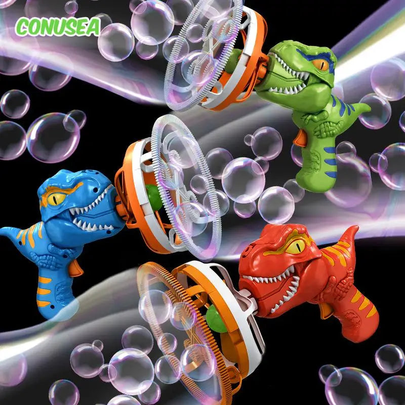2 In 1 Large Bubbles Dinosaur Soap Bubble Electric Gun Toy Children's Outdoor Party Interactive Games for Kids Boys Girls Kids