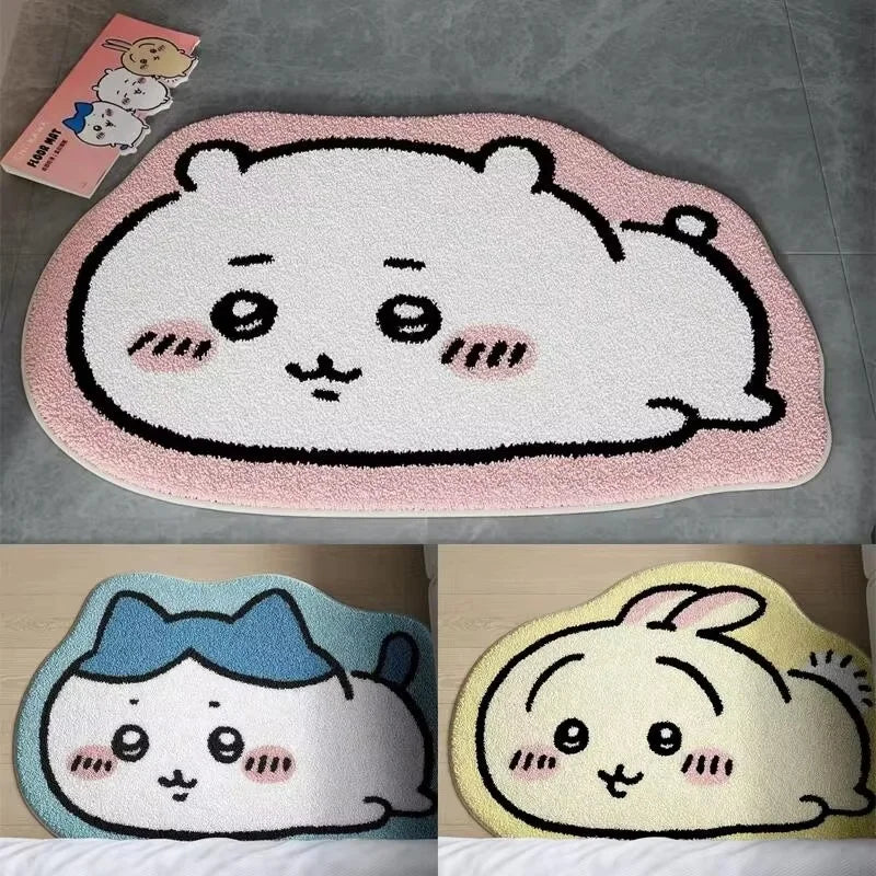Hot Cartoon Rug Anime Hachiware Usagi Plush Floor Mat Bathroom Non-Slip Carpet Car Cushion Soft Living Room Decor Gifts