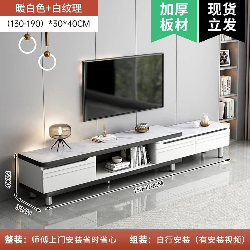 Modern LED TV Stand for Televisions Up Coffee Table Glass Shelves and Drawer Gaming Entertainment Center with Multiple Cabinet
