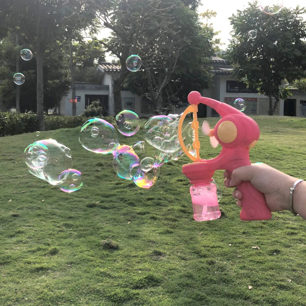 Blowing Large Bubbles Automatic Bubble Gun with Liquid Toys Soap Machine Outdoor Party Play Toy for Kids Birthday Surprise Gifts