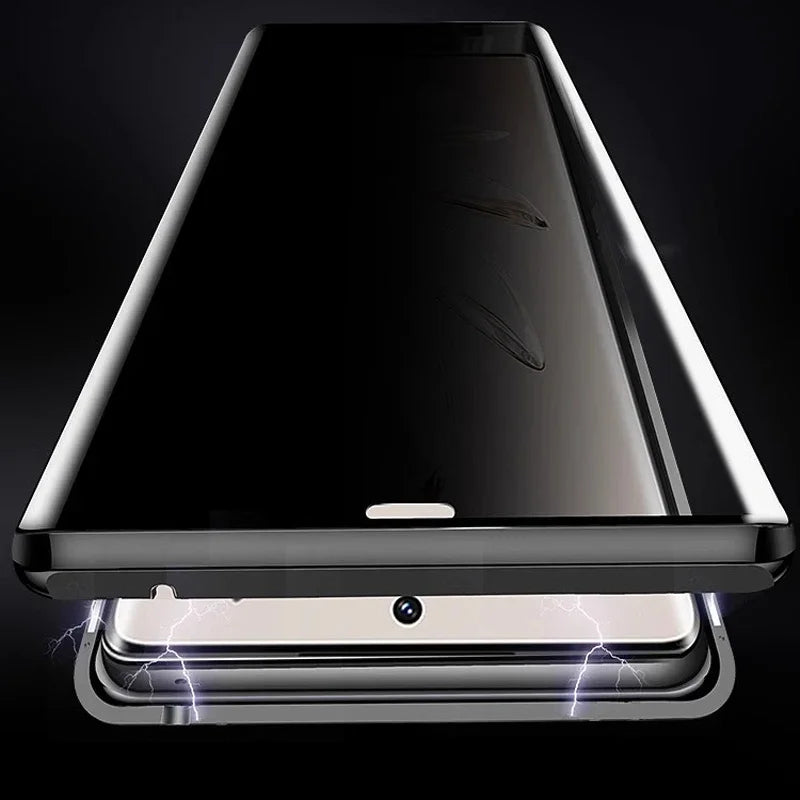 Protect Anti Peeping Privacy Double Sided Tempered Glass Phone Case For Redmi Note 12 13 14 Pro Plus 5G Metal Magnetic Cover
