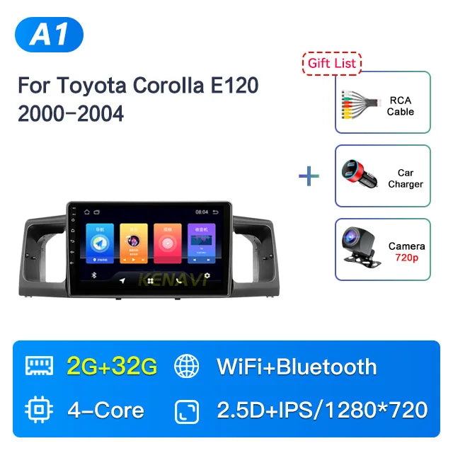 Car Stereo Radio Multimedia Player For Toyota Corolla E130 E120 2000 2001 2002 2003 2004 GPS Carplay Android Auto 2din Head Unit