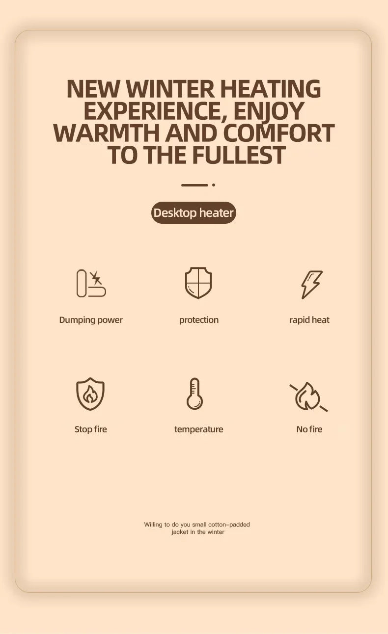 Small Household Heater Lasting Constant Temperature Quickly Add Safety and Energy Saving Power Off Protection Electric Heater