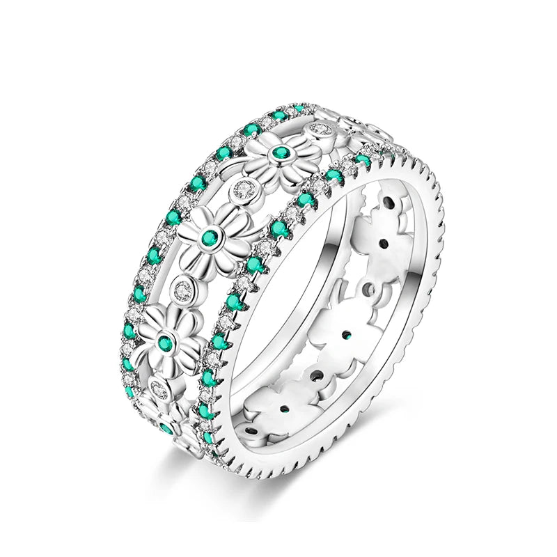 Rings For Women 925 Silver Size 6-9 Ocean Flower Sun Butterfly Heart Hollow Ring Fit For Engagement Weddings Fine Jewelry Gifts